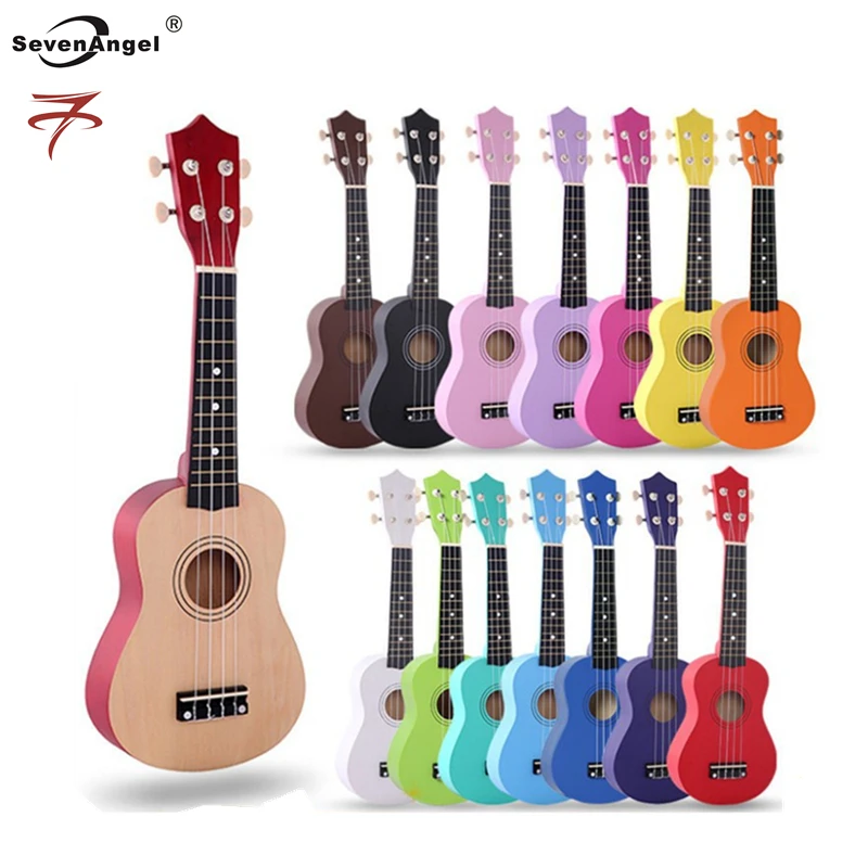 Caçoa o Presente Sevenangel 21 Polegada Crianças 4 Cordas Soprano Ukelele Havaiano Ukulele Uke Guitarra Basswood Spruce Instrumento Musical