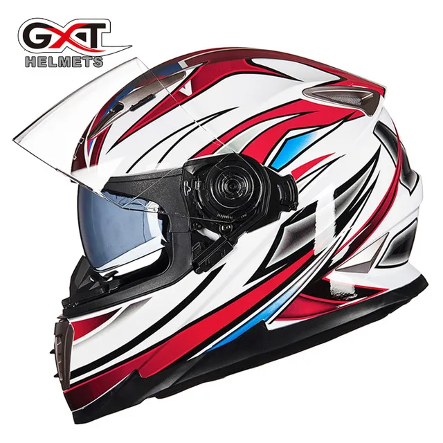 GXT 999 мотоциклетный шлем с двойными линзами для всего лица с защитной системой блокировки мотоциклетный шлем Moto Casco - Цвет: Серебристый