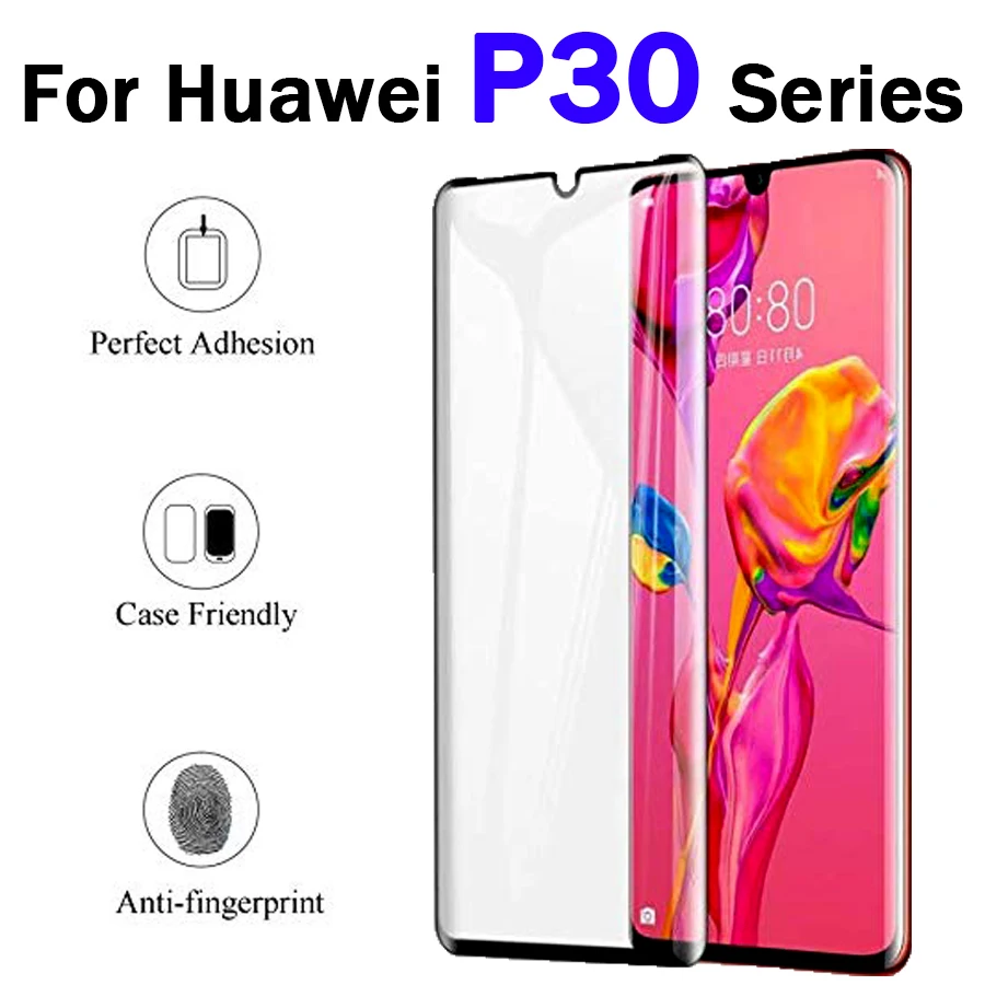 Защитное стекло полное покрытие 3d для huawei p30 lite p30lite p30pro 30p 9h|Защитные стёкла и
