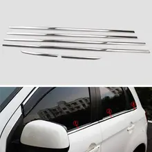 BBQ @ FUKA 6 PCS TRIM FIT FÜR MITSUBISHI OUTLANDER SPORT ASX 2010-2017 CHROM TÜR FENSTER LINIE SILL TRIM ABDECKUNG STYLING AUFKLEBER