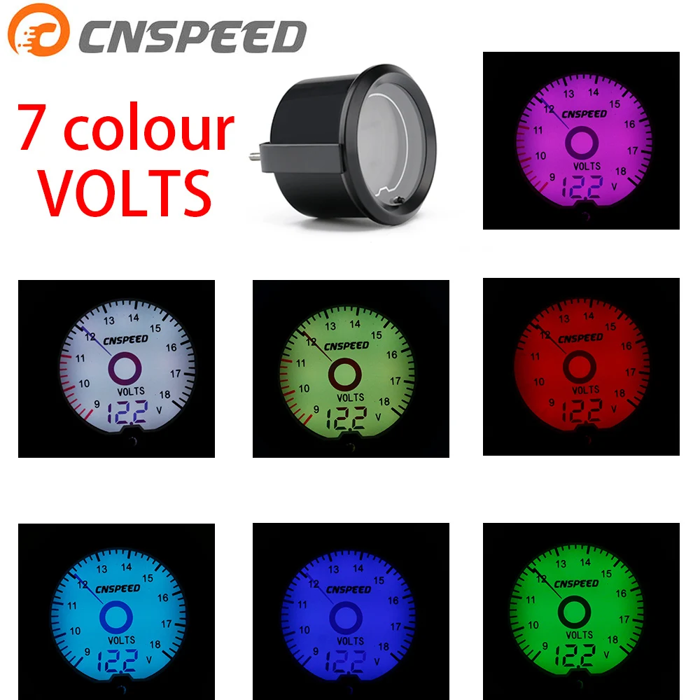 

CNSPEED 2 inch / 52mm LCD liquid crystal 7 color virtual pointer display voltmeter Volt V unit black YC101426