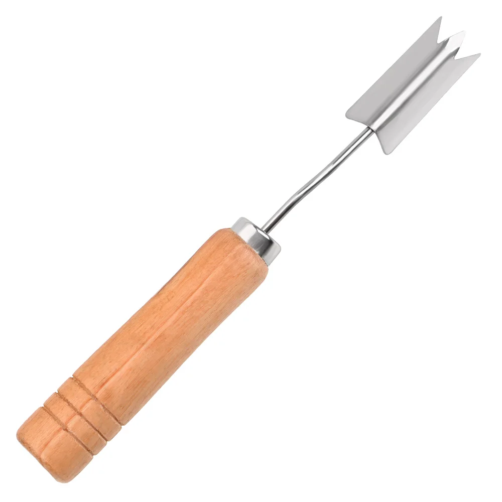 HOOMIN ананас Овощечистка v-образной формы нож для нарезки ананасов инструменты для фруктов Ананас Семена для удаления деревянная ручка ножа вилка из нержавеющей стали