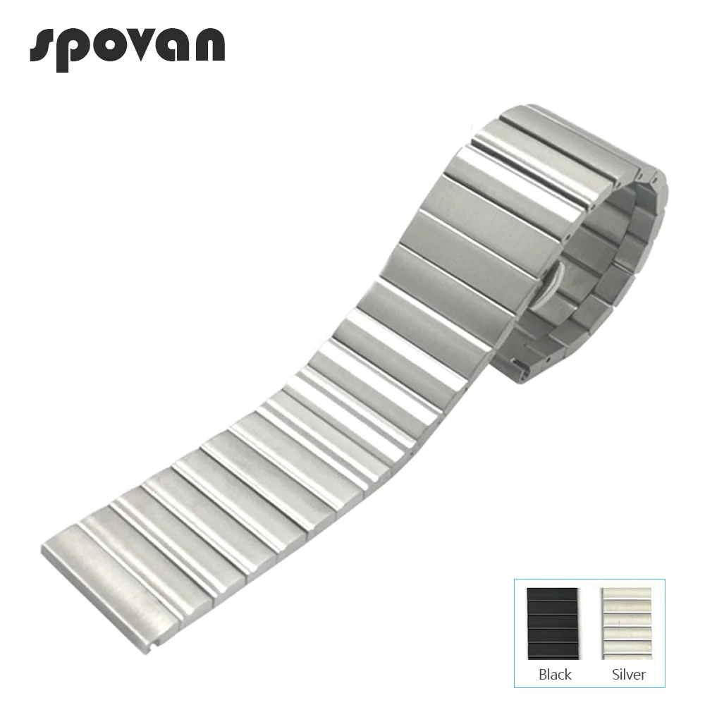 

SPOVAN Bamboo Chain CStrap Stainless Steel Watch Bands for Sports Watch Watchbands 22mm/24mm Black Silvery SPV05
