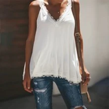 Women V-neck Tank Top Casual Lace Patchwork Top Summer Sleeveless Vests Plus Size Women V-neck Tank Top Casual Lace Patchwork Top Summer Sleeveless Vests Plus Size