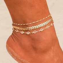 3 шт./комплект, хрустальные блестки женские браслеты для щиколотки, Пляжная бижутерия для ног старинные ножные браслеты в богемном стиле, летние украшения