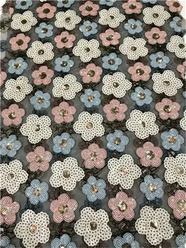 

Multicolor Nigerian Lace Fabrics For Wedding 2019, African French Lace Fabric High Quality 3D Lace, Velvet Lace With Sequins