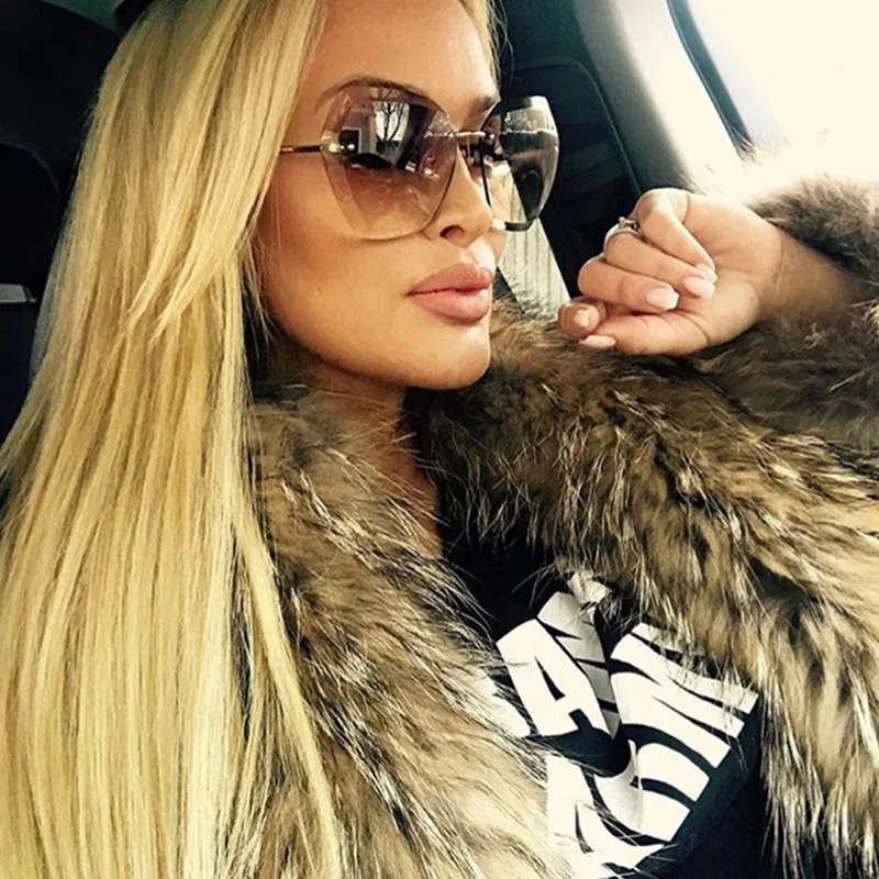 

Luxury Vintage Rimless Sunglasses Women Brand Designer Oversized Retro Female Sunglass Sun Glasses For Women Lady Sunglass 2018