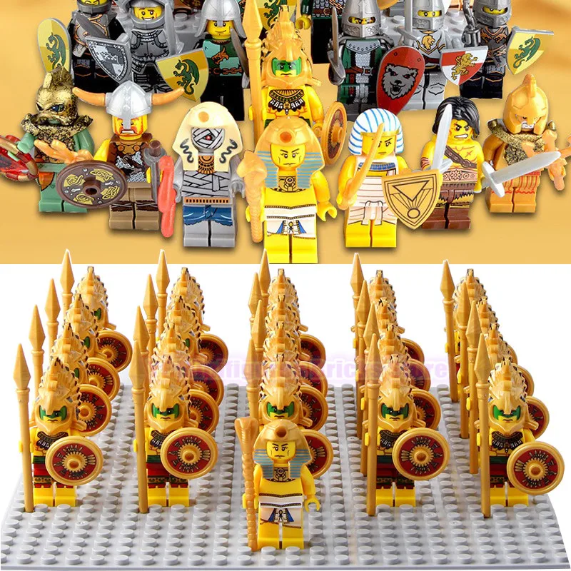 Super Heroes Atlantis Pharaoh Mummy Army Medieval Egyptian Knight Corps Building Blocks Figures Children Legoed Collection Toys
