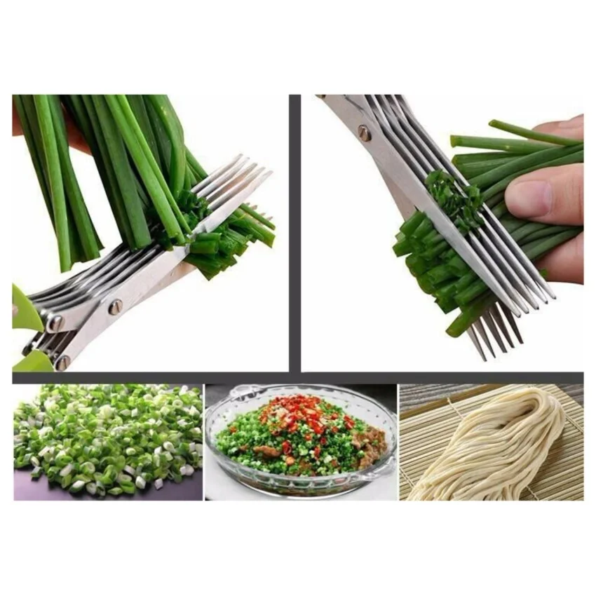 

19cm Minced 5 Layers Basil Rosemary Kitchen scissor Shredded Chopped Scallion Cutter Herb Laver Spices Cook Tool cut