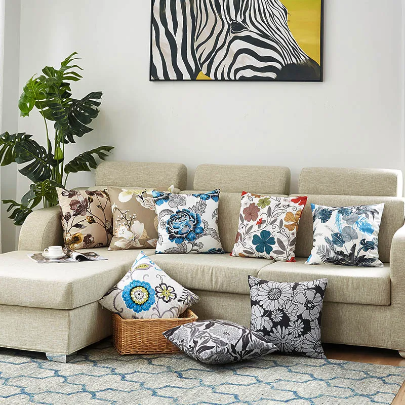 

8pcs/Lot Luxury Pillow For Sofa Decorative Pillows Cushion Cover 45x45cm For Living Room Decoration Kussenhoes Flower Home Decor