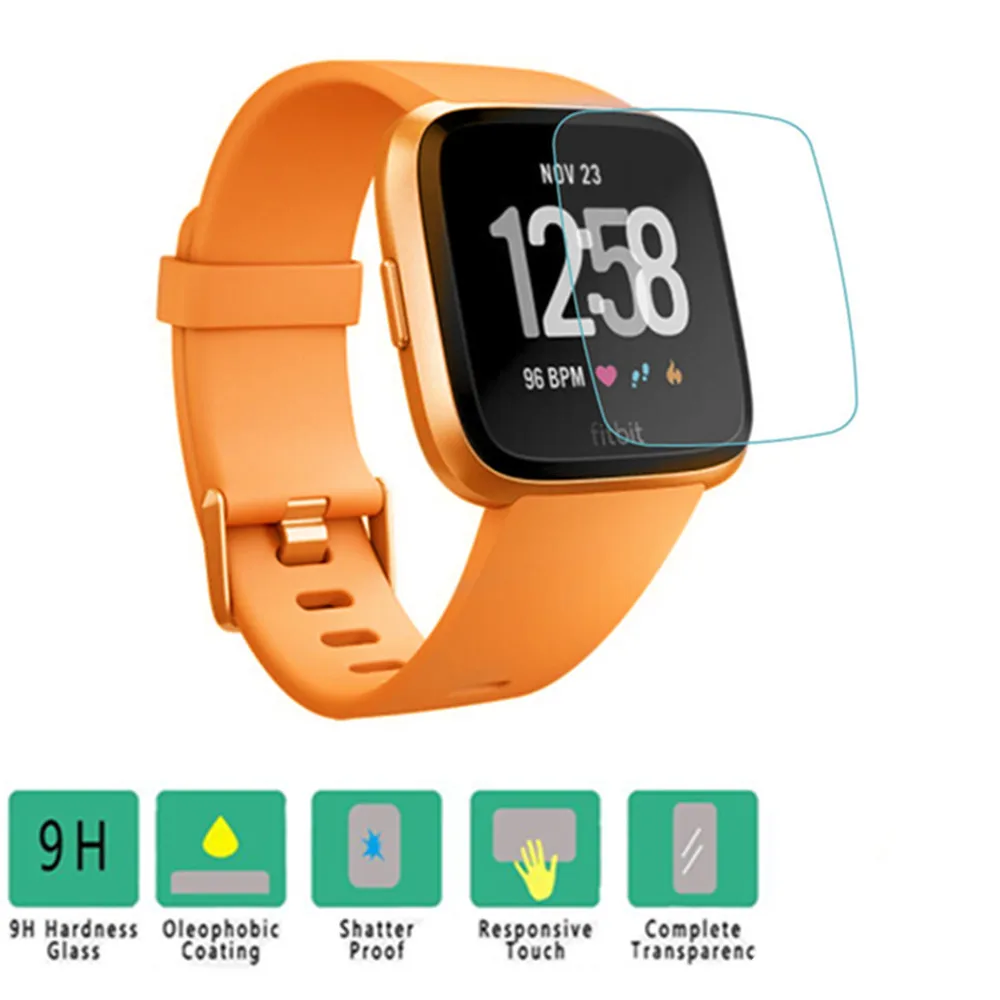 

2 PCS Full Cover Temper Glass Watch Screen Protector Film High Definition For Fitbit Fit Bit Versa Smart Watch Accessory