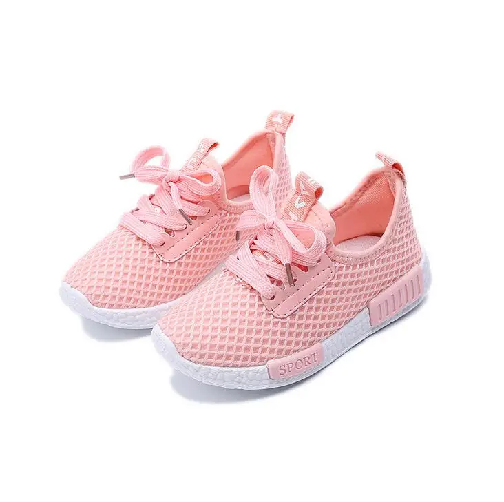 Весенне-Осенняя детская обувь; коллекция года; модные сетчатые Повседневные детские кроссовки для мальчиков и девочек; дышащая Спортивная обувь для малышей - Цвет: Pink