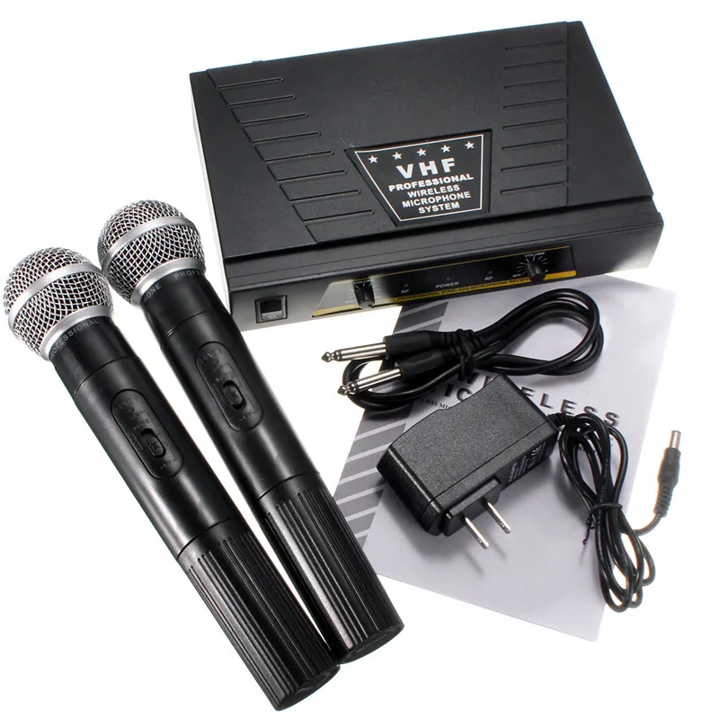Высокое качество микрофоны США Plug двухканальный приемник компьютера микрофоны 2 ручной микрофон Микрофон Системы комплект