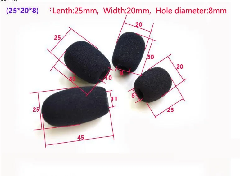 100 шт./лот Замена гарнитуры пенный(мягкий) микрофон крышка телефонная гарнитура чехол для микрофона микрофон ветровое стекло ветрозащитная пена для гарнитуры