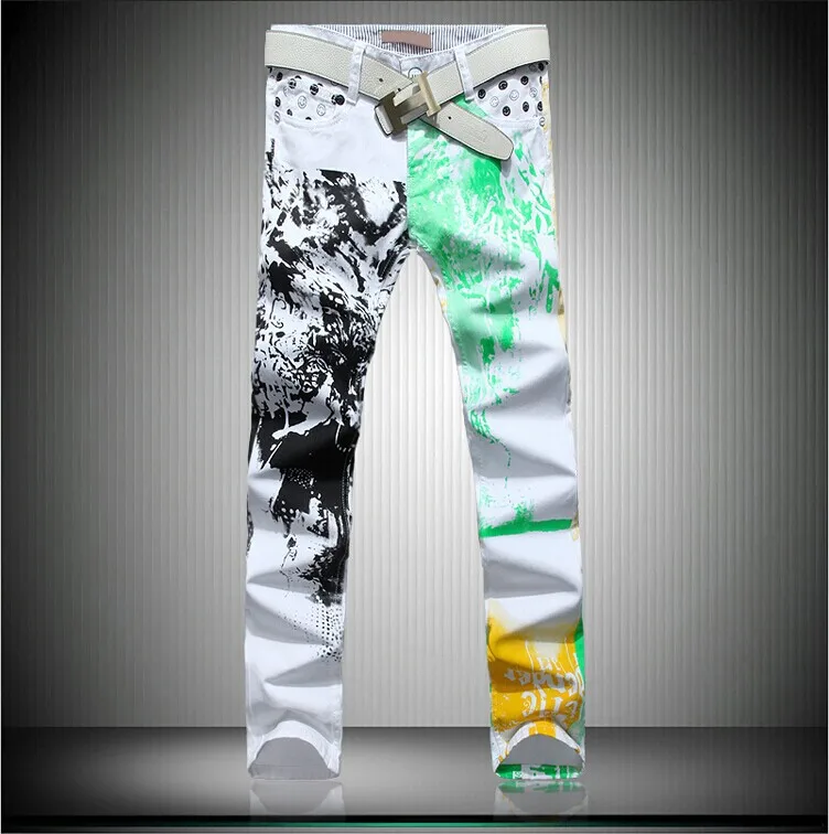 

2016 New Designer Brand Printed Jeans Men High Quality Uglybros Motorcycle Jeans Fashion Elastic Denim Overall Pants