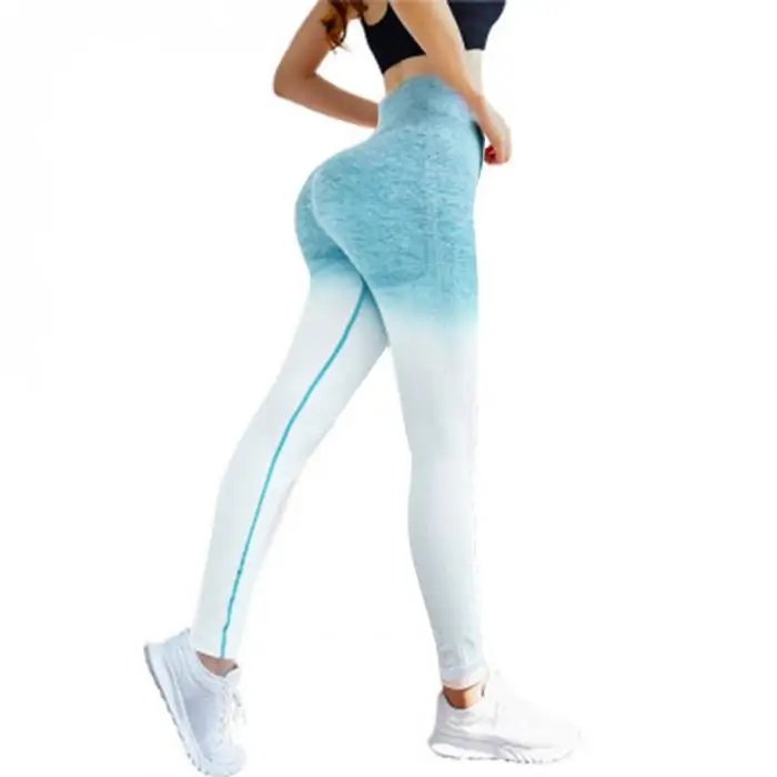 Женские леггинсы зауженные дышащие эластичные штаны с градиентом для фитнеса NGD88