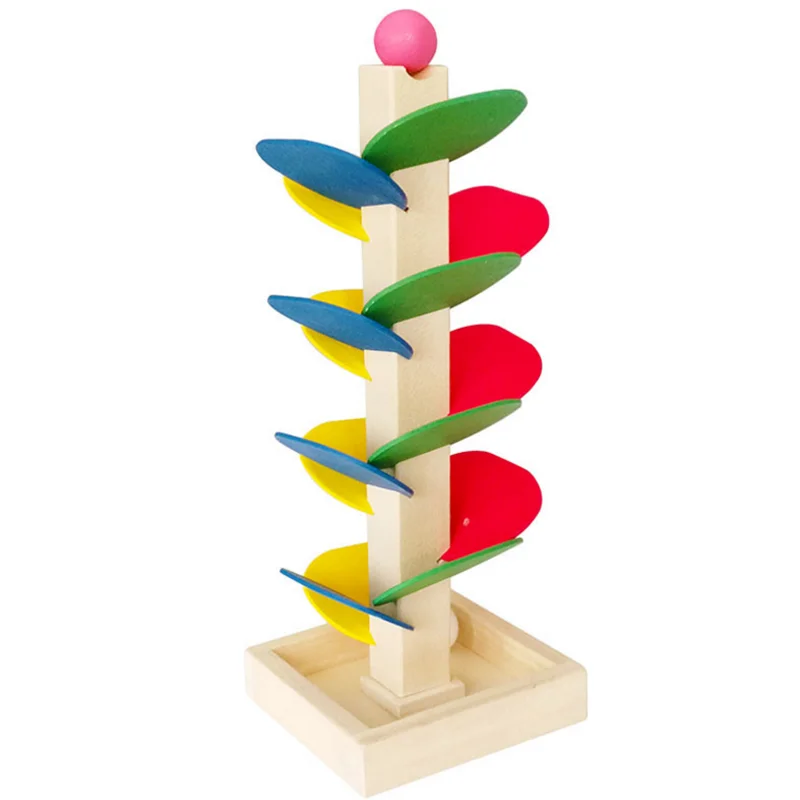

Kids Montessori Wooden Blocks Toys Colorful Building Tree Marble Ball Run Track Intelligence Educational Games for Children Gift