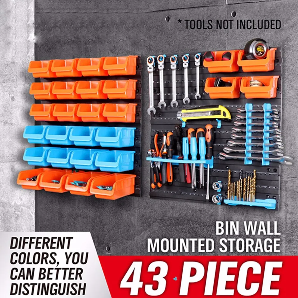 43PCS Toolbox Shelf Box Wall Storage Storage Box Storage Container Pallet Toolbox Plastic Storage Tool YAD1004