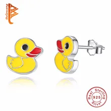 BELAWANG модные серьги-гвоздики с эмалью из желтого утки для женщин серьги из стерлингового серебра 925 пробы ювелирные изделия подходят для детей