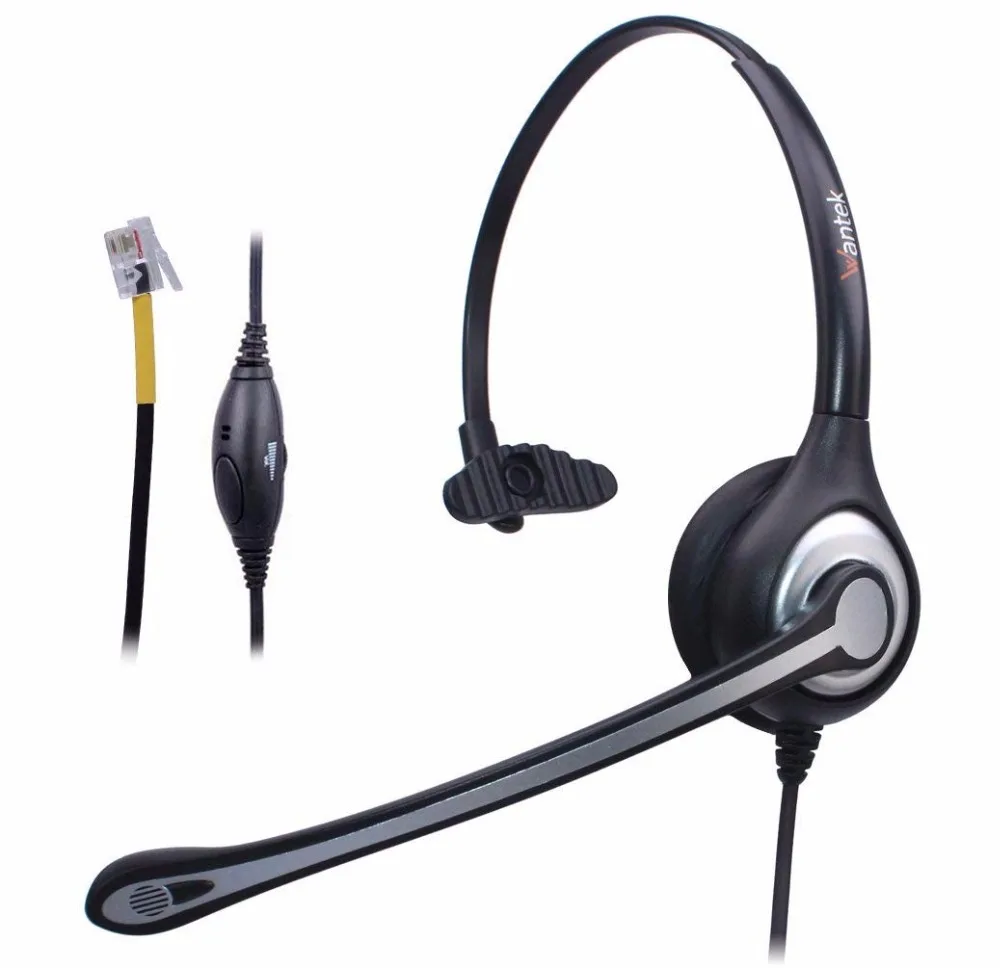 Wantek Corded Telephone Headset Monaural with Noise Canceling Mic for