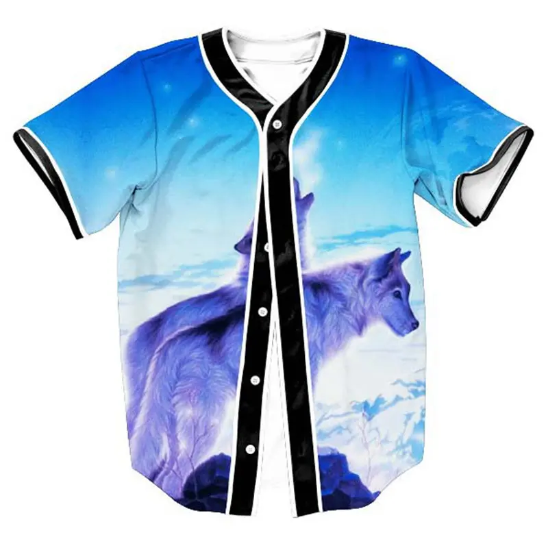 New Fashion Fox Baseball Jersey Men Women Unisex Arc Bottom 3D Print Baseball Team Jersey Shirt Street wear Casual Hip Hop Tops