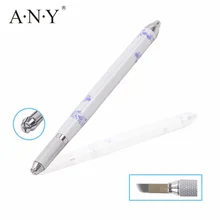 10 шт./лот любой белый и синий фарфор ручка Одной головки ручка для микроблейдинга для ручного татуажа бровей машина