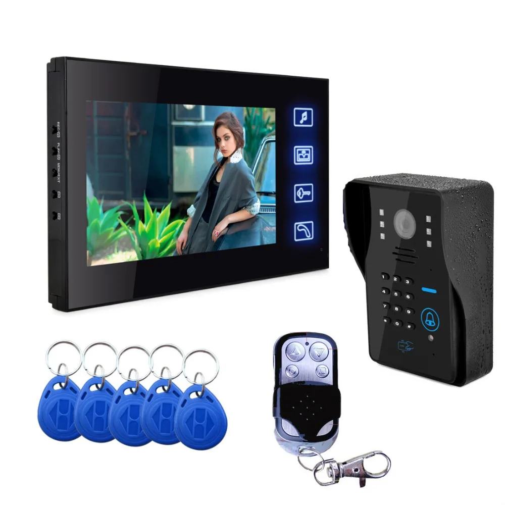 Yobang безопасности видеодомофон 7 "дюймовый сенсорный монитор видео дверной звонок Домофон RFID пароль камера система SD запись