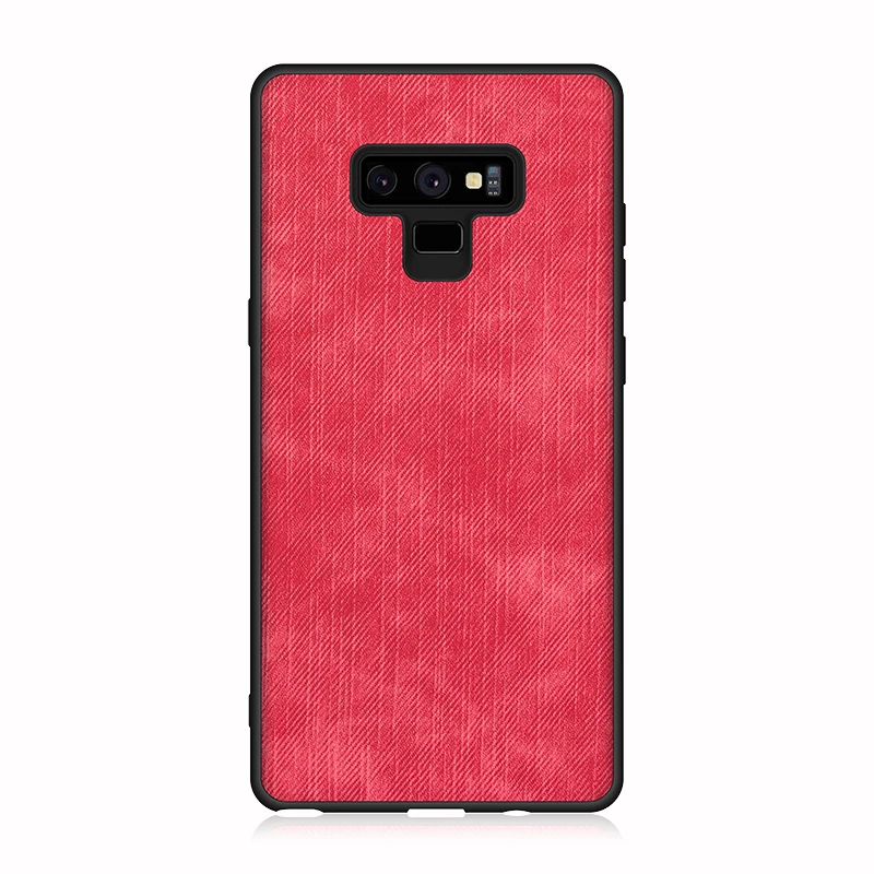 

For Samsung Galaxy Note 8 Note 9 Back Cover Business Splicing Color Denim Cover Fabric Shockproof Canvas And Cowhide Phone Case