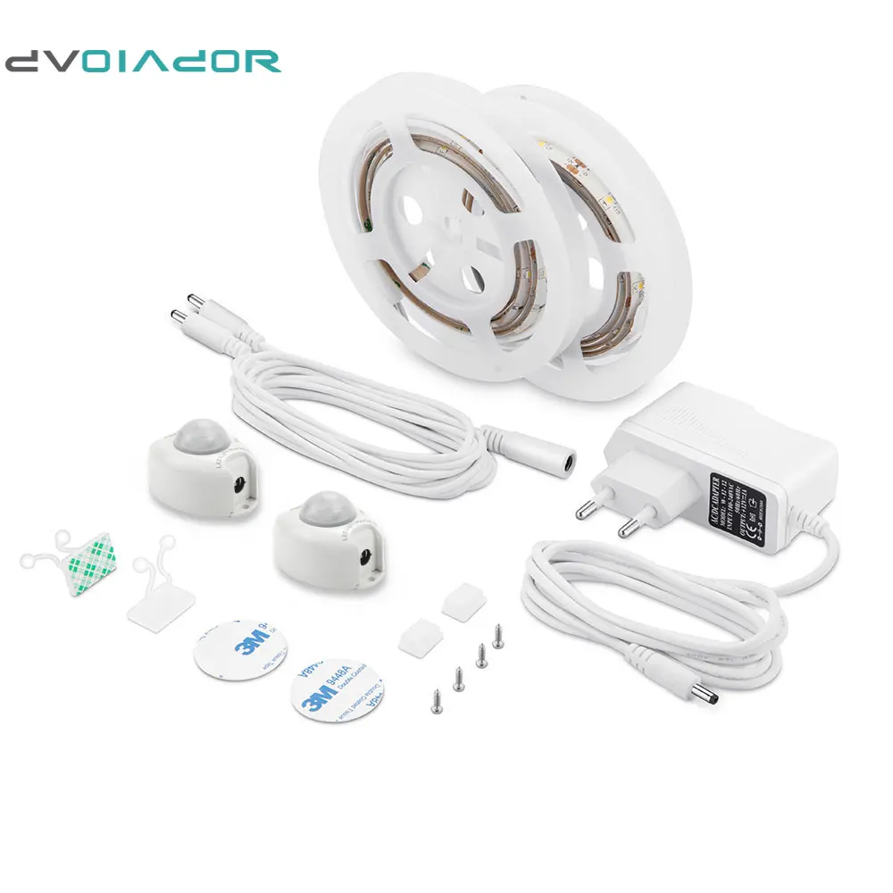 

DVOLADOR Waterproof Motion sensor Led strip kit,2*1.2M with Power Supply,motion sensor Night Light+Automatic Shut Off Timer
