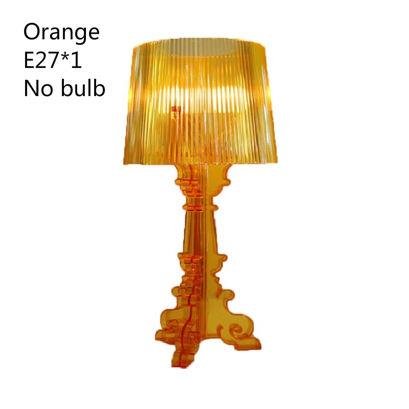 Прозрачный прикроватный светодиодный светильник для спальни, тумбочка, лампа для гостиной, США, ЕС, штепсельная вилка, E27, прозрачная акриловая Настольная лампа с высоким акцентом - Цвет абажура: Orange no bulb