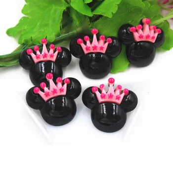 

10Pcs/Lot Crown Mouse Head Resin Flatback Cabochon for Embellishment Hair Bow Center Kawaii DIY Scrapbooking Phone Decoration