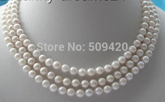 

~~ W&O658>>wonderful 50" akoay white round south seawater pearls necklace