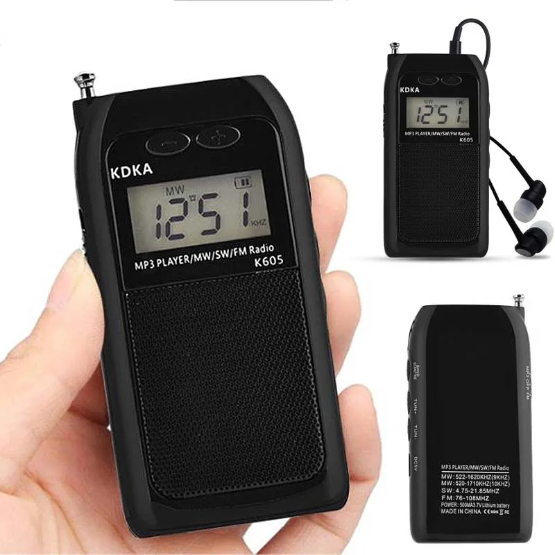 

1.18 Inch Mini Pocket Radio FM AM SW Digital Receiver MP3 Music Player Rechargeable Battery Portable Radio Support TF Card