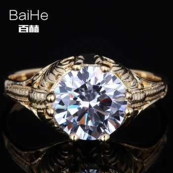

BAIHE Solid 14K Yellow Gold 3.49CT Genuine AAA Graded Cubic Zirconia Flawless Engagement Women Fine Jewelry Cubic Zirconia Ring
