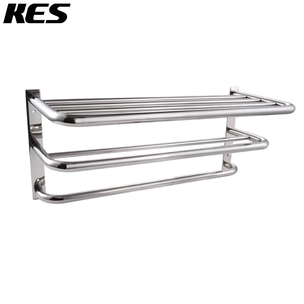 

KES SUS304 Stainless Steel Towel Shelf with Bars Wall Mount Minimalist Polished/Brushed Finish, BTR200S3/BTR200S3-2
