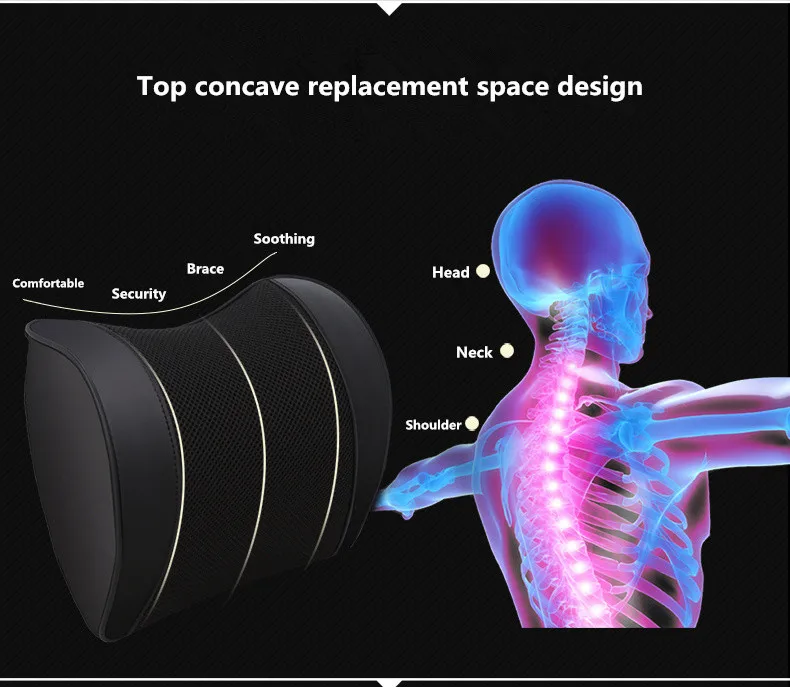 Дышащая Кожаная подушка под голову в машине с памятью на талии хлопок Автомобильная подушка для шеи поддержка сиденья четыре сезона подходит для большинства автомобилей