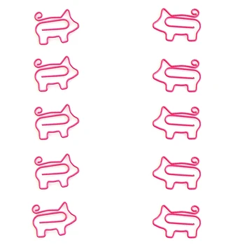 

10pcs/lot Cute Mini Decorative Metal Pink Pig Paper Clips Paperclips Bookmark Office Accessories Statioinery Gift