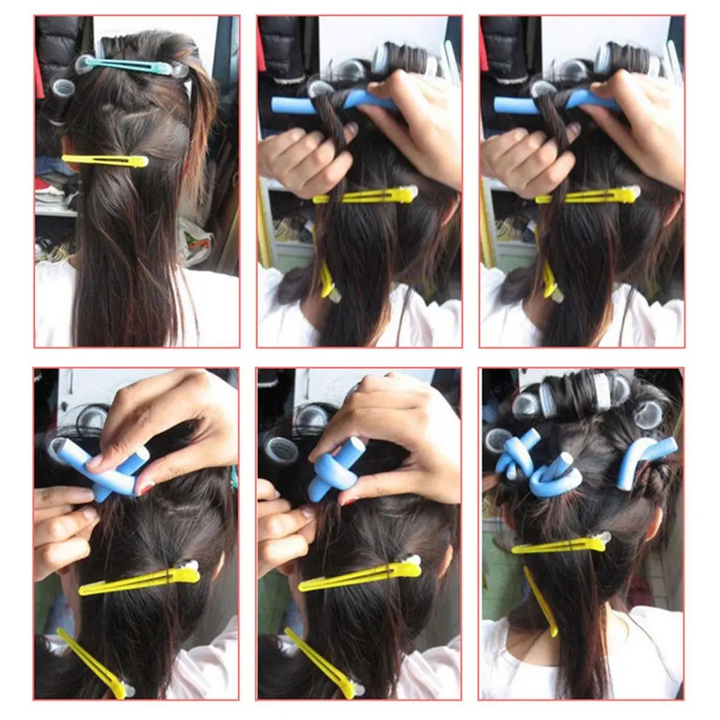 10PCS/SET Soft Hair Curler Roller Curl Hair Bendy Rollers DIY Magic Curlers Tool Styling Rollers Pearl Cotton Curling