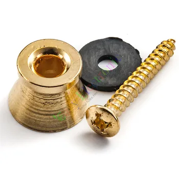 

Wholesale and retail 10pc Gold Strap Locks Buttons Round Head For Guitar Bass Schaller Style Chrome free shipping