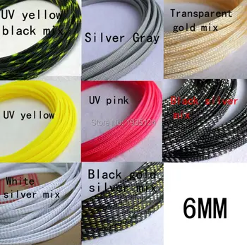

5M Long 6mm Wide Green Nylon Braided Elastic Expandable Sleeving Cable Harness