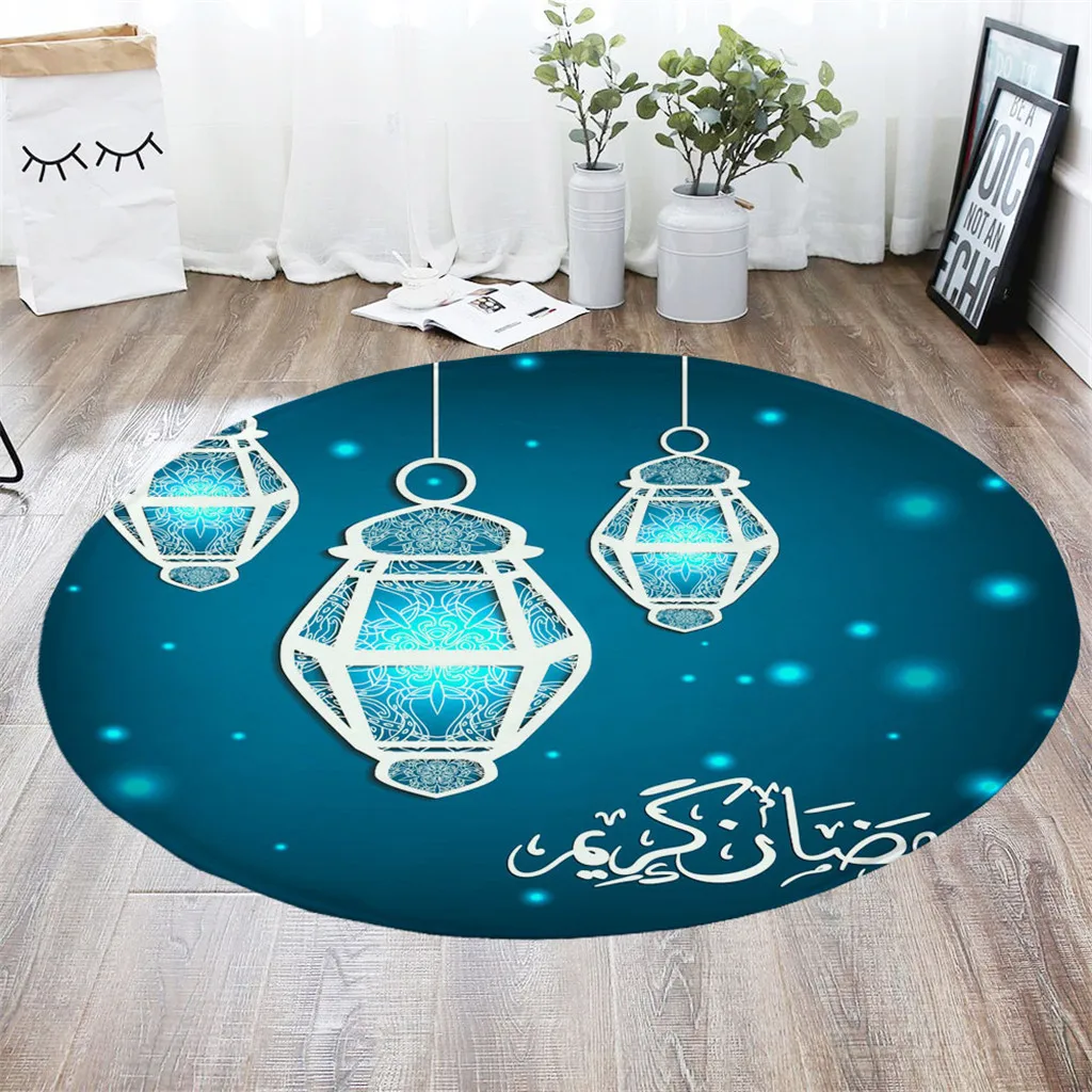 ISHOWTIENDA Рамадан коврик круглый коврик удобные мягкие Moldproof ковер для украшения дома 60x60