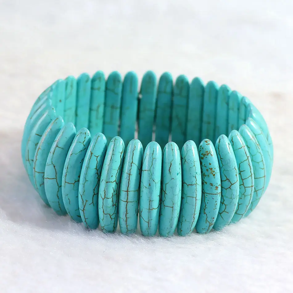 

Fashion blue calaite turquoises stone new 29x5mm beetle beads making bracelets bangles handmade B314