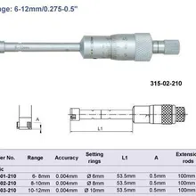 Трехточечный внутренние Микрометры 8-10mm.0.35-0.425inch.315-02-210