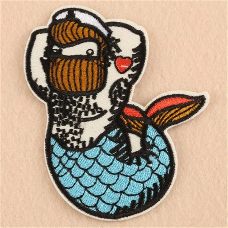 

Embroidered clothes Diy Male fish iron on patches for clothing deal with it cartoon biker patch patchwork badge Christmas gifts