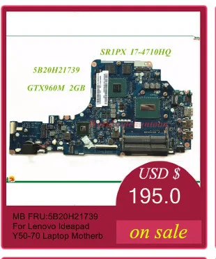 5B20G57048 для lenovo Ideapad Y50-70 Материнская плата ноутбука ZIVY2 LA-B111P SR1PX I7-4710HQ HM86 N15P-GX-A2 GTX860M DDR3 тестирование