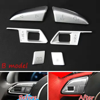 

BBQ@FUKA Car Steering Wheel Button Cover Trims Matte Silver Styling Sticker ABS For 14-16 Audi A3 S3 S5 S6 S7 RS5 RS7 Q5