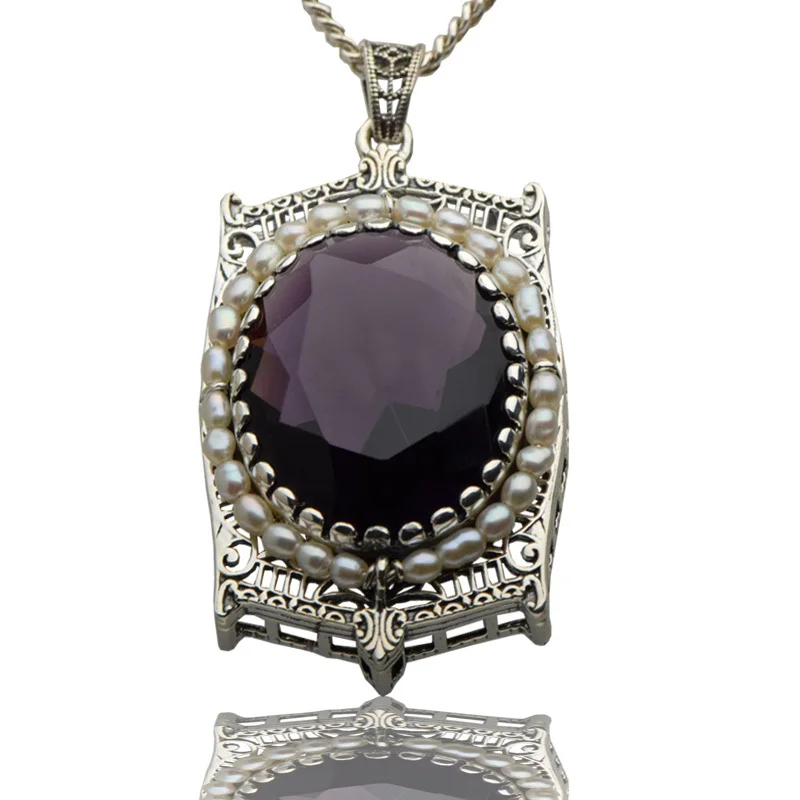 

New trend in real natural pearl pendants Australia purple 925 sterling silver weeding Korean woman crystal pendant