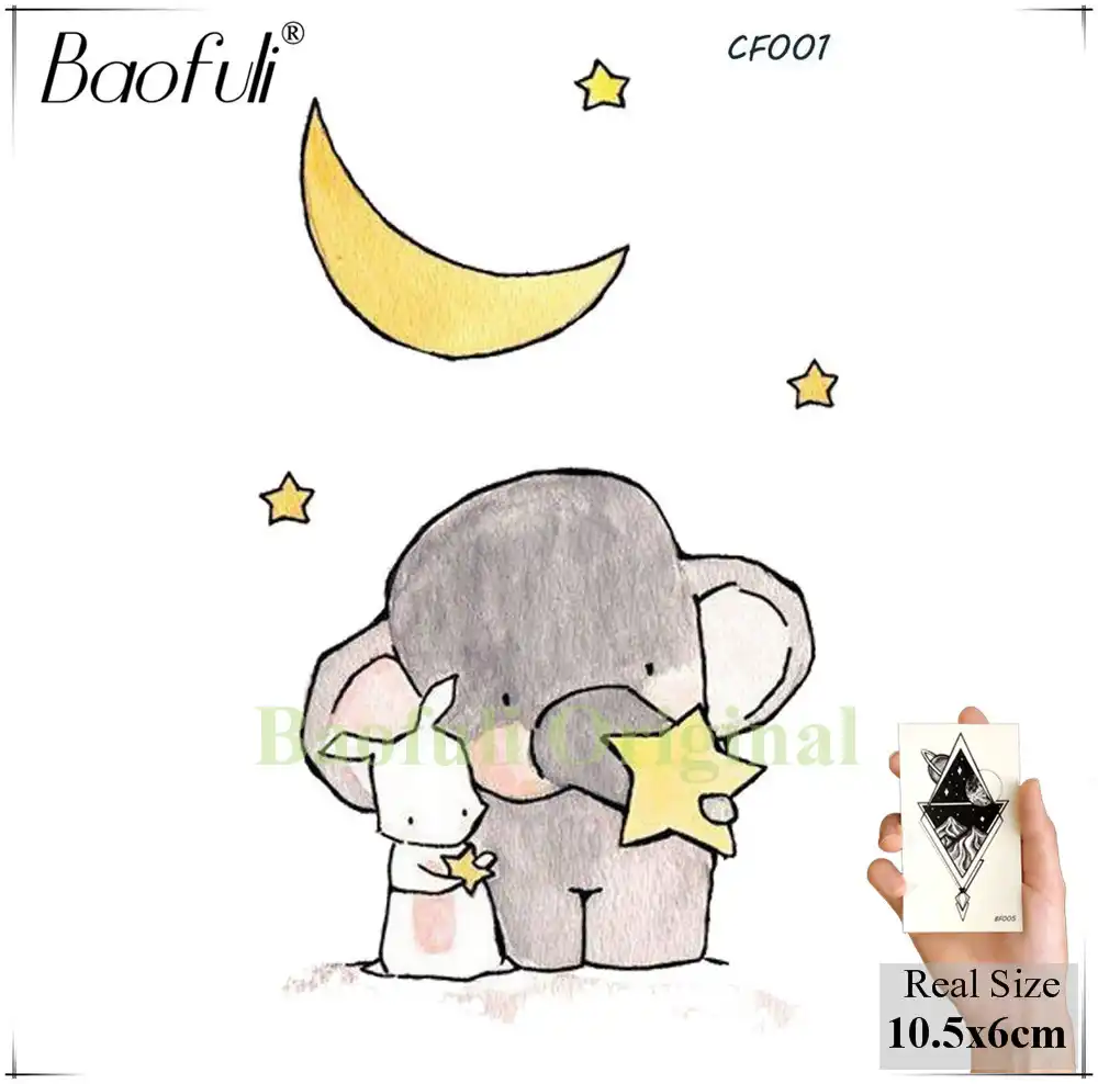 Baofuli Arc En Ciel Panda Aquarelle Tatouage Colibri éléphent Renard Enfants Catroon Lotus Licorne Lapin Temporaire Tatouage Autocollants