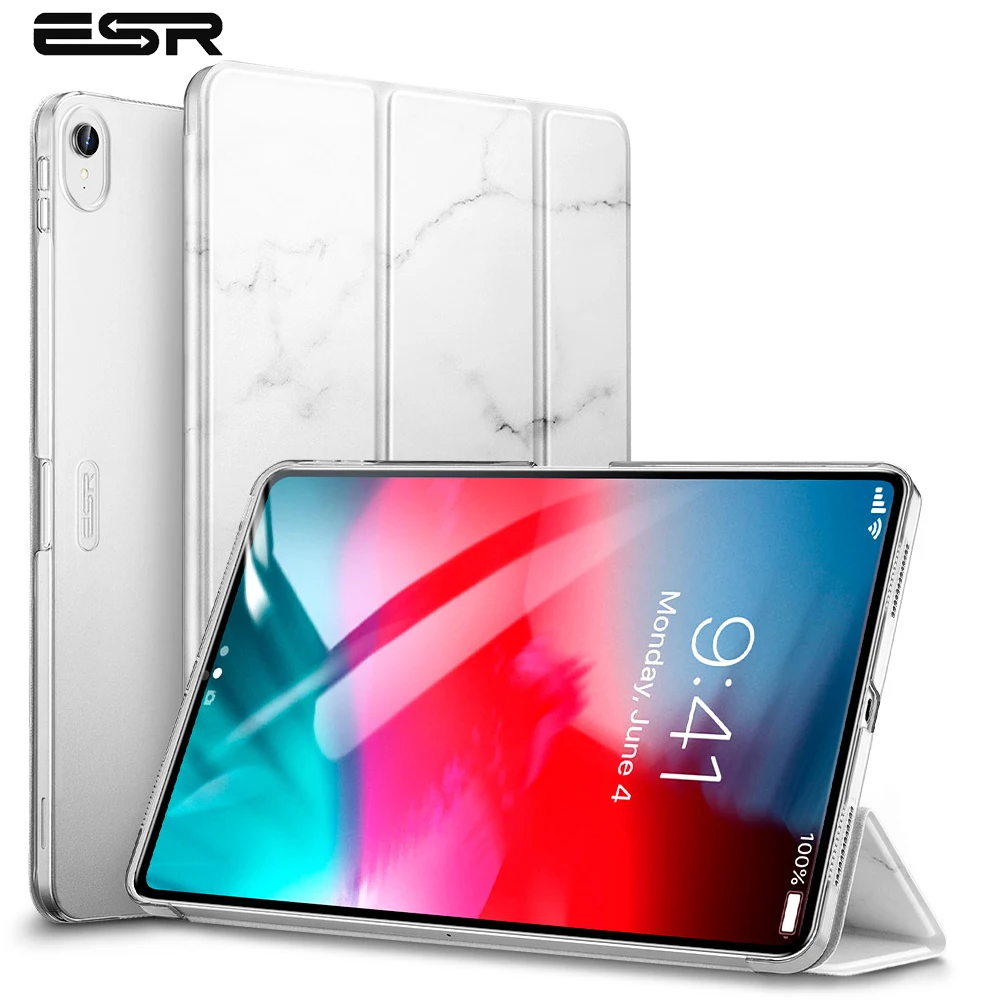

ESR Case for iPad Pro 11 2018 Lightweight Smart Trifold Case PU Leather Hard Back Cover Marble Case for Apple iPad Pro 11 2018