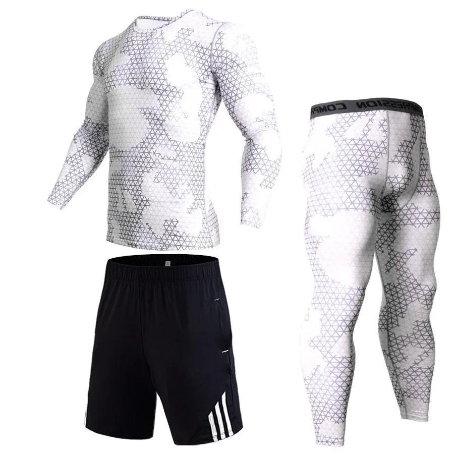 Compression Clothing Running Suit Camouflage Suit Fieece Leggings Men's Sports Suit Warm Men's Tracksuit Thermal underwear 4XL